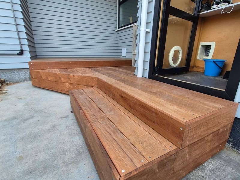 Timber deck steps